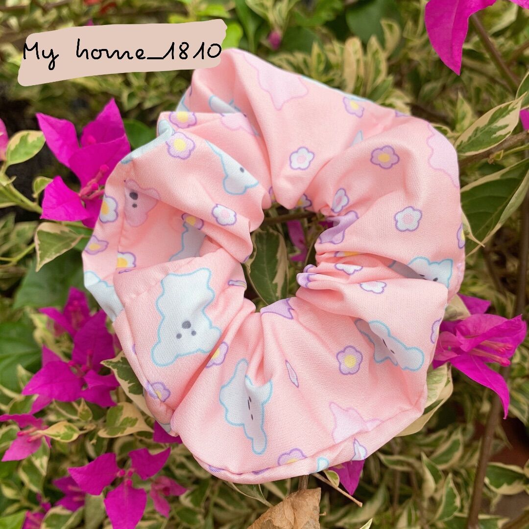 Dây buộc tóc scrunchies hình gấu dễ thương cao cấp