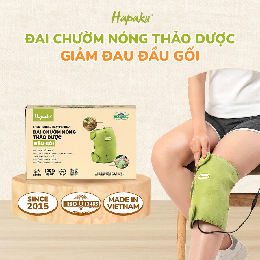 Đai Chườm Thảo Dược Giảm Đau Đầu Gối, Nhức Mỏi Khớp Gối Hapaku  Làm Nóng Bằng Điện