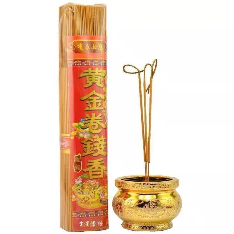 Combo 5 bó nhang thần tài, nhang cuốn tàn vàng bó 260 cây 40cm thơm