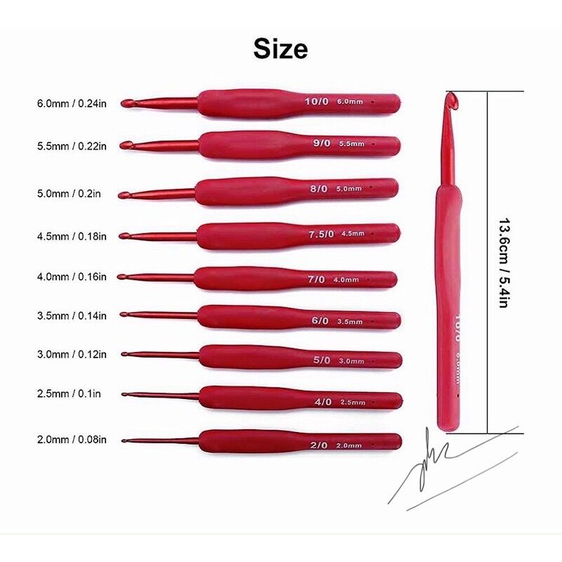Bộ 9 kim móc mô phỏng kím Tulip red