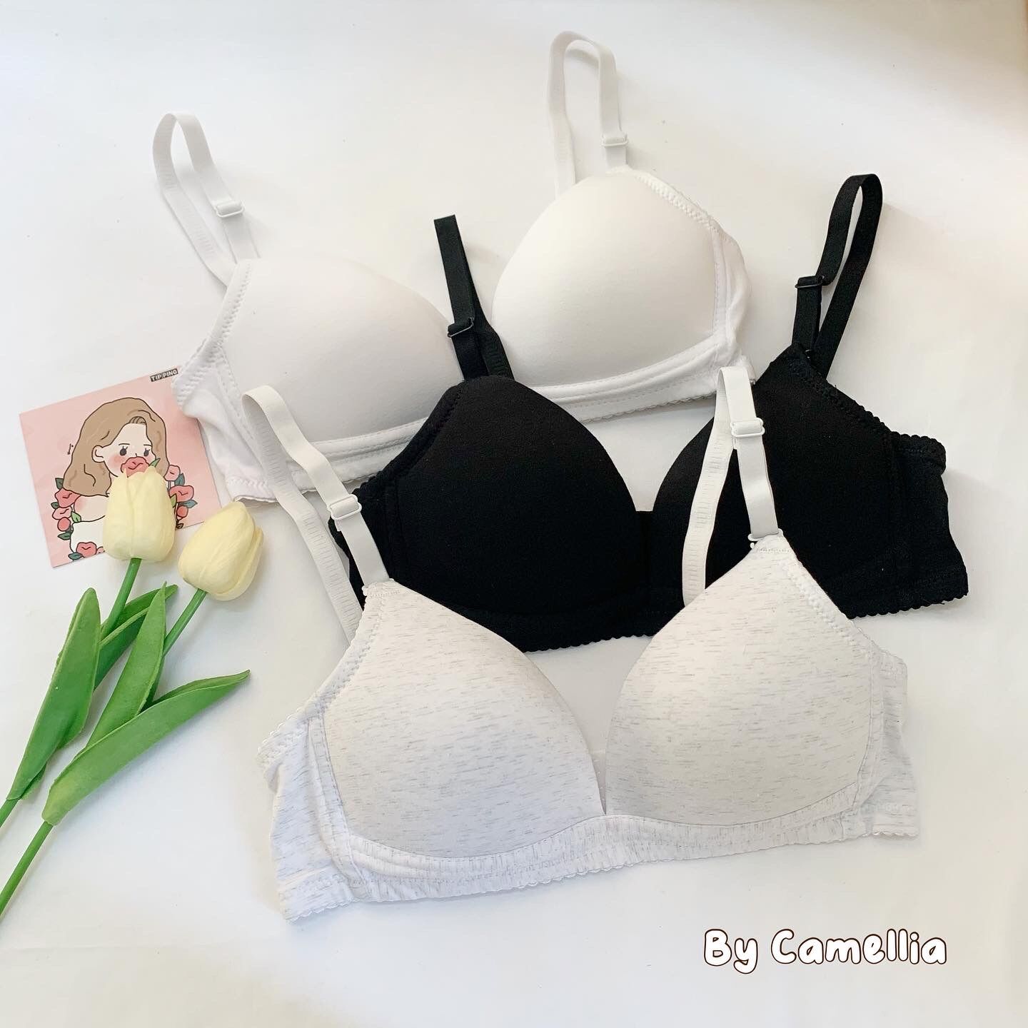 Áo lót cotton trơn không gọng cao cấp- Áo bralette By Camellia AB11