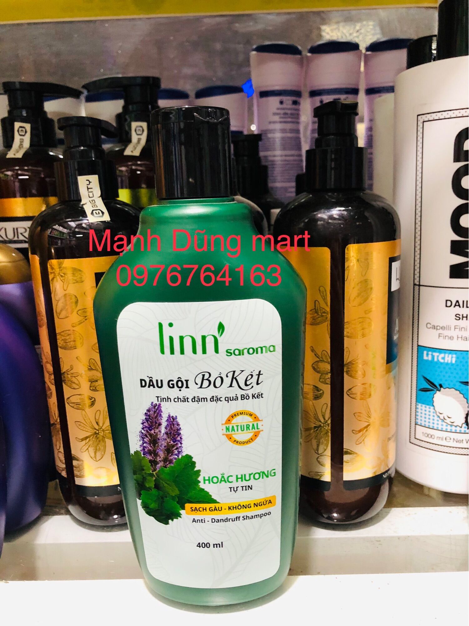 Dầu gội Linn Saroma Bồ Kết Hoắc Hương, dầu gội dành cho tóc gàu Patchouli Shampoo 400ml