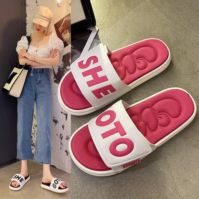 Dép Lê Nữ Dép Lê Dán Phép Thuật Thể Thao Đi Biển Chống Trượt Đế Dày Cặp Đôi Chữ Cái Thời Trang Mẫu Mới Mùa Hè Dép Lê Nam Đi Bên Ngoài