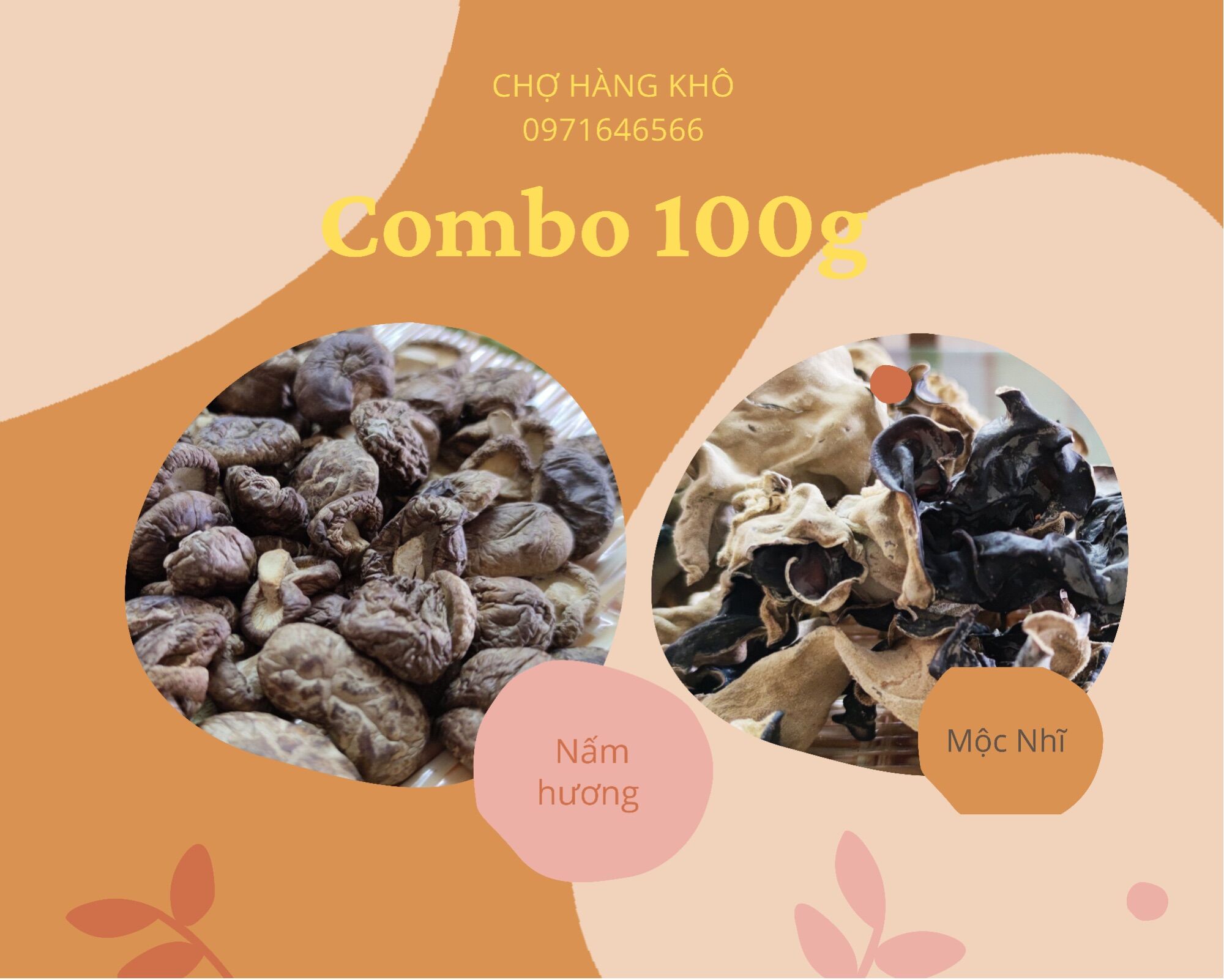 Combo 100g nấm hương và mộc nhĩ khô
