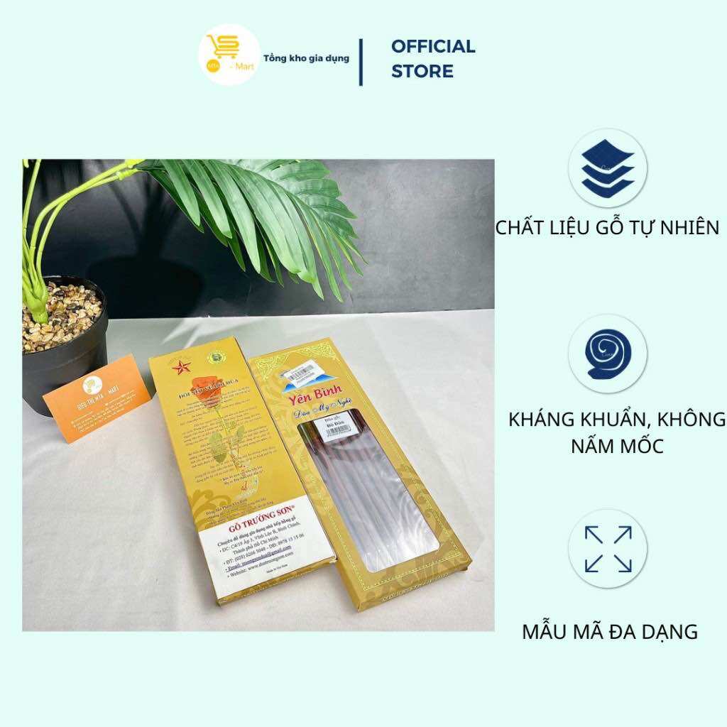 Đũa Gắp Thức Ăn, Đũa Ăn Cơm/ Tiệc, Hộp 10 Đôi Đũa Gỗ Cẩm Lai Mẫu Đẹp, Bền, An Toàn Khi Dùng MTA-MART2