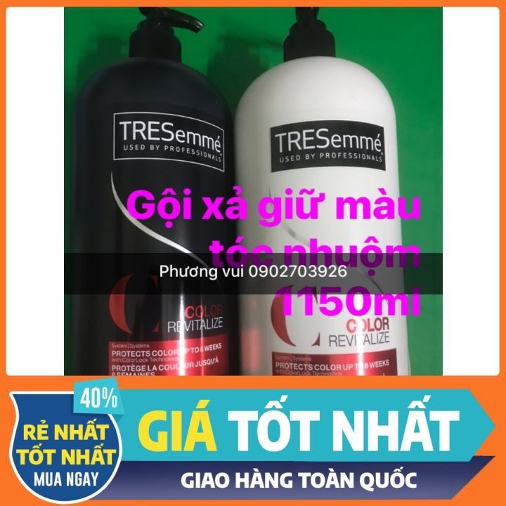 Dầu gôi +dầu xả TRESEMME color revitalize 1150ml là dòng dầu gội và xả giữ màu tóc nhuộm giữ cho mái tóc