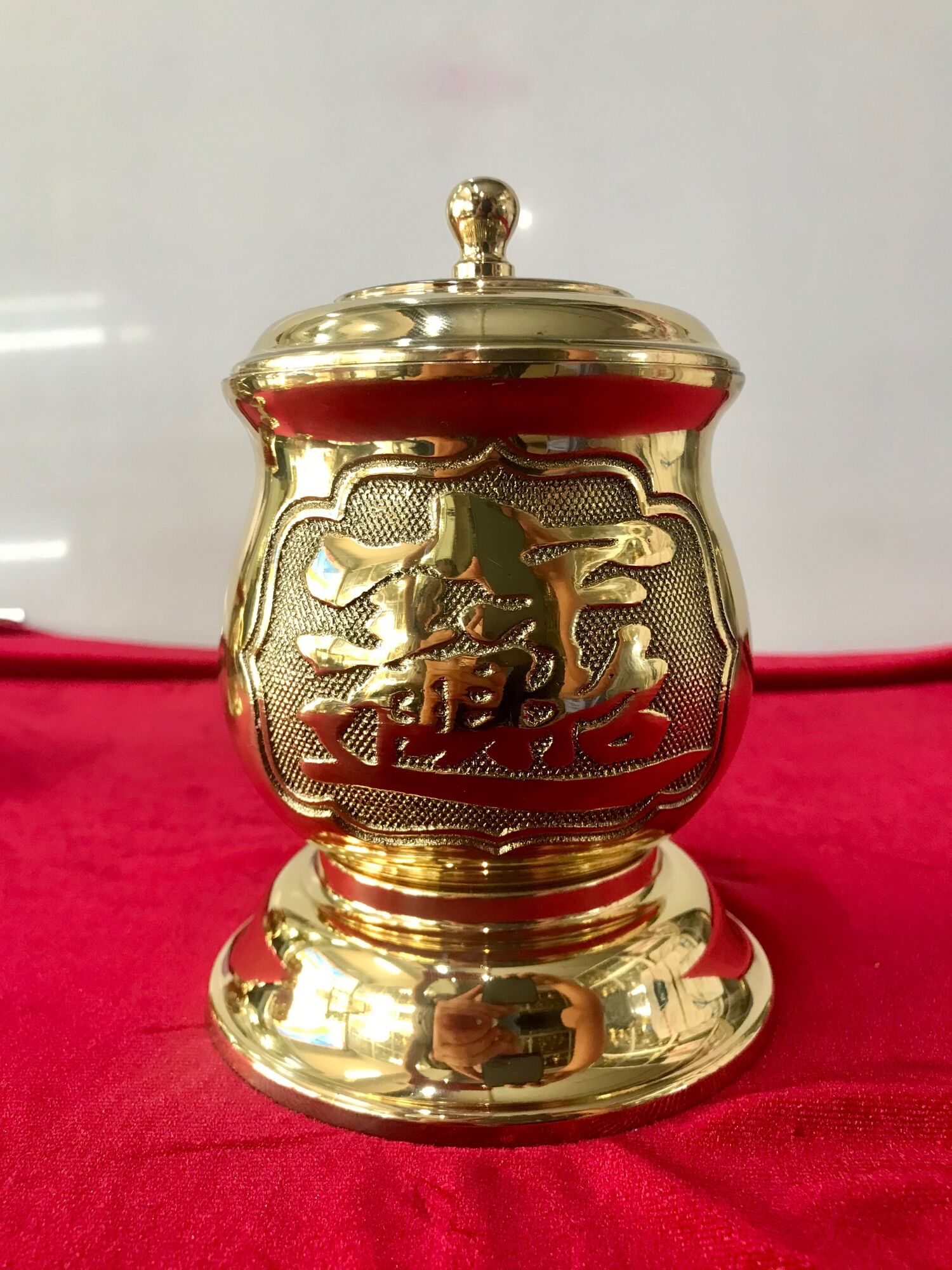 Chén nước Đồng có nắp Vĩnh Tiến cao 14cm