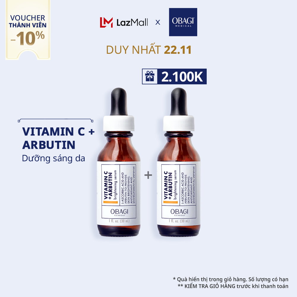 [Date 08/2025] Tinh Chất Dưỡng Trắng Da Obagi Clinical Vitamin C+ Arbutin Brightening 30ml