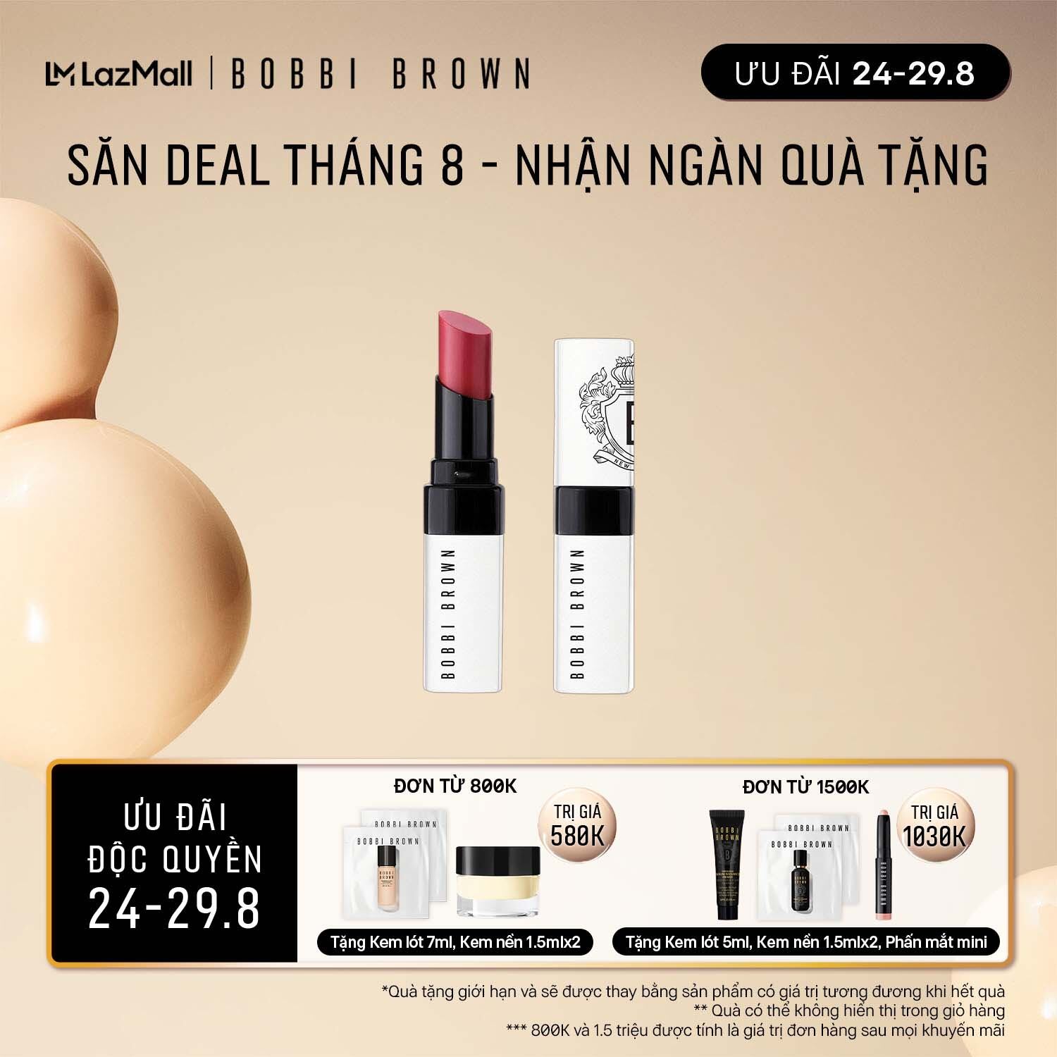 [ƯU ĐÃI 24-29.8] Son dưỡng có màu Bobbi Brown Extra Lip Tint / Son dưỡng môi có màu chứa dầu ô liu, dầu jojoba giúp dưỡng ẩm tức thì – sản phẩm trang điểm bán chạy