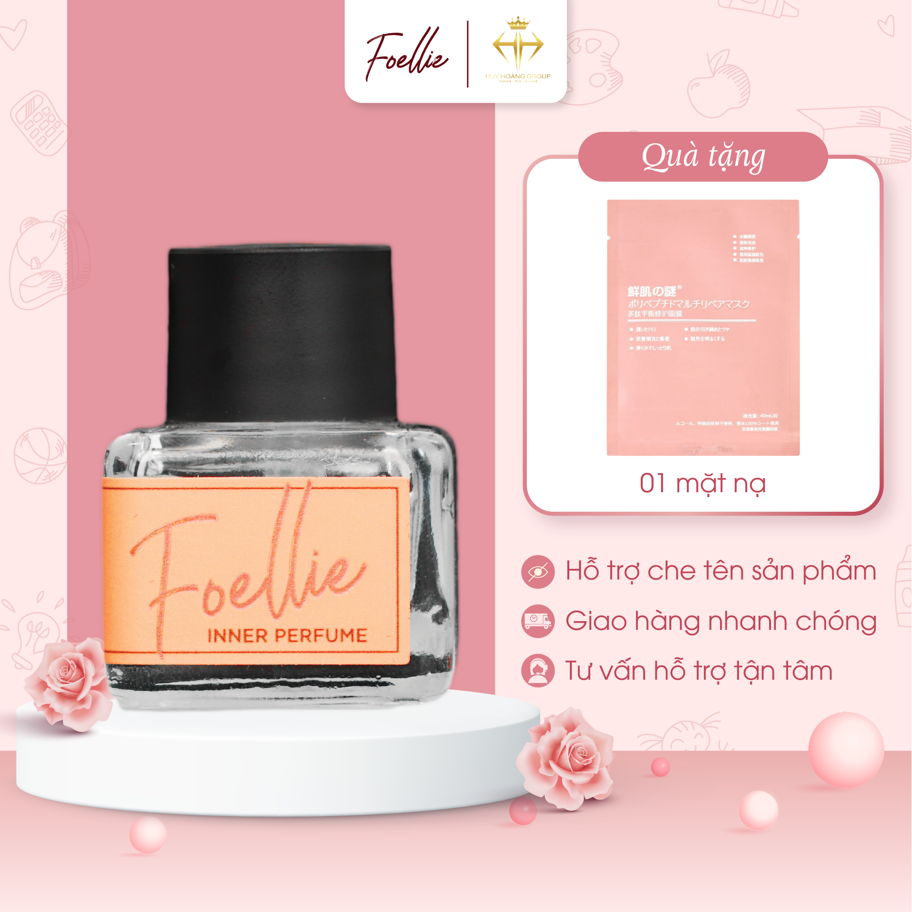 Nước hoa vùng kín Foellie Eau De Innerb Perfume mùi Fleur hương thơm trái cây ngọt ngào 5ml chính hãng