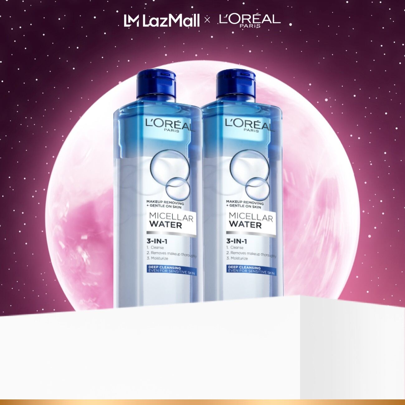 Bộ 2 nước tẩy trang đa năng 3-in-1 làm sạch sâu L'Oreal Paris Micellar Water (xanh dương đậm)