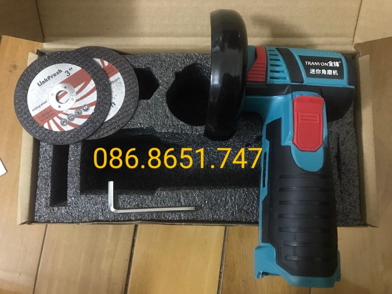 Máy mài góc 12v, động cơ không chổi than (không kèm pin, sạc)