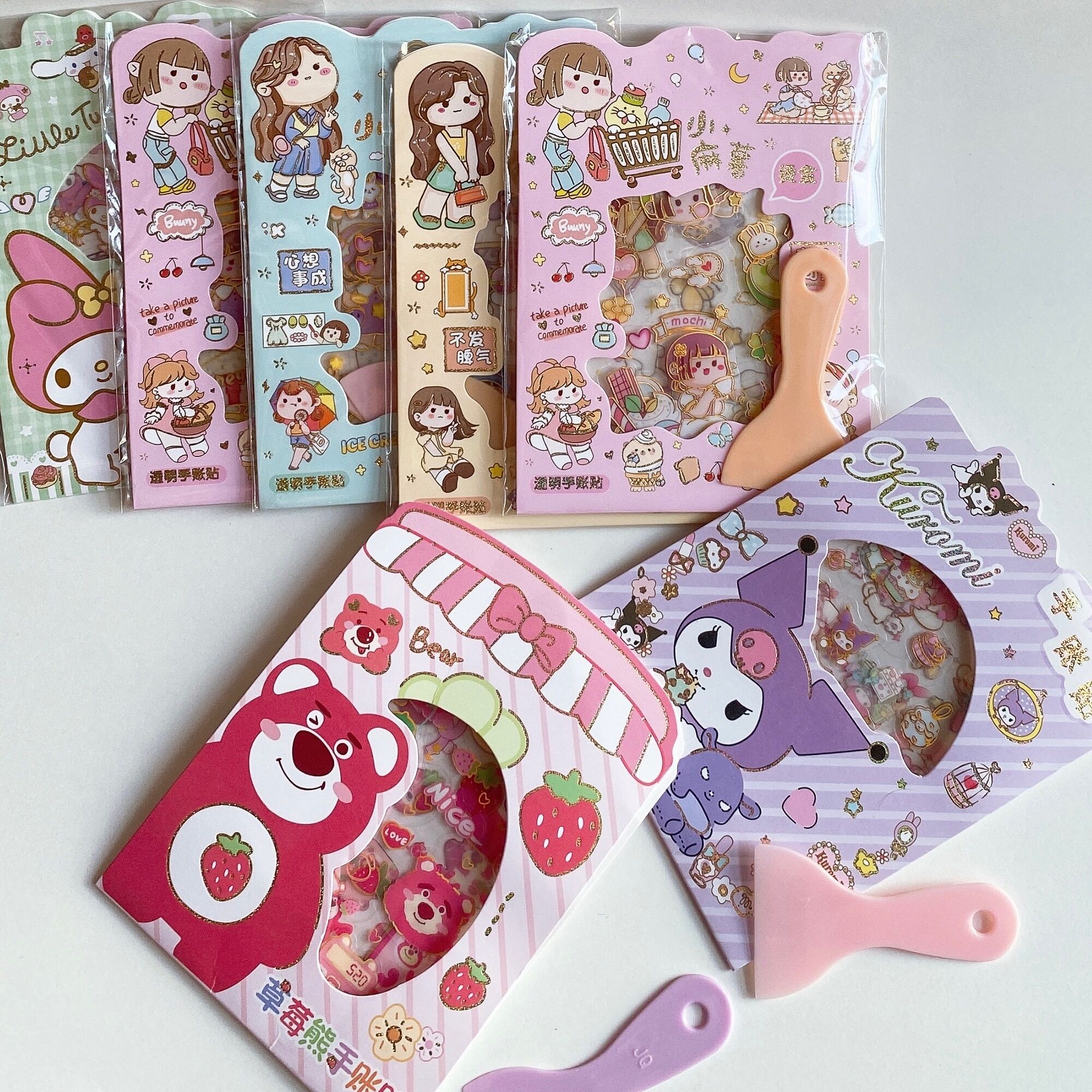 Túi sticker kèm cán đã cắt sẵn nhiều mẫu giao ngẫu nhiên