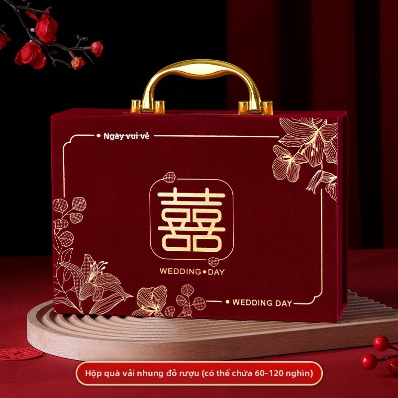 LANGMANXISHI | Hộp Quà Cưới Cao Cấp Màu Đỏ Tía
