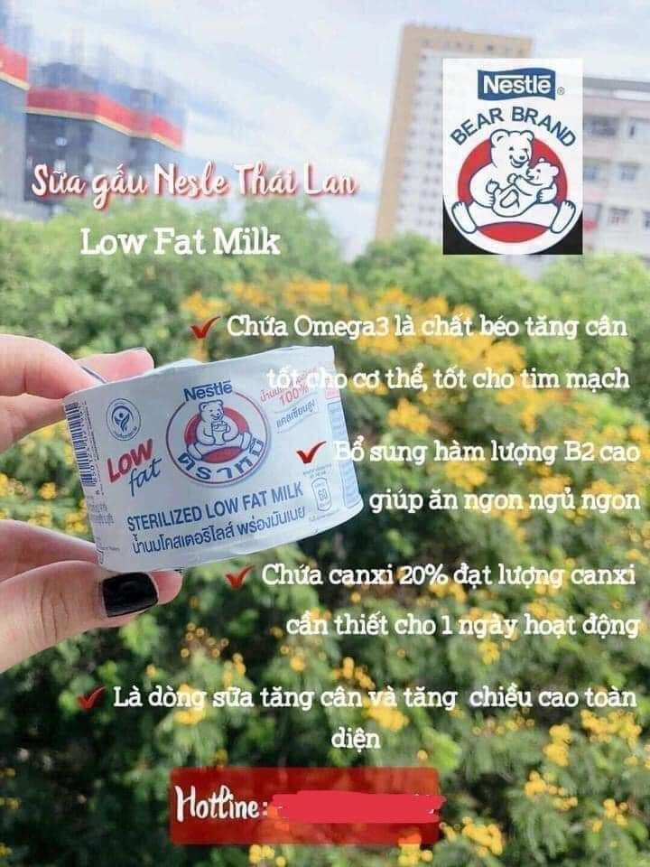 12 lon sữa gấu nestle.Thái Lan nội địa
