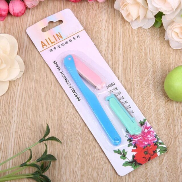 Combo khuôn kẻ chân mày korea + dao tỉa lông mày allin