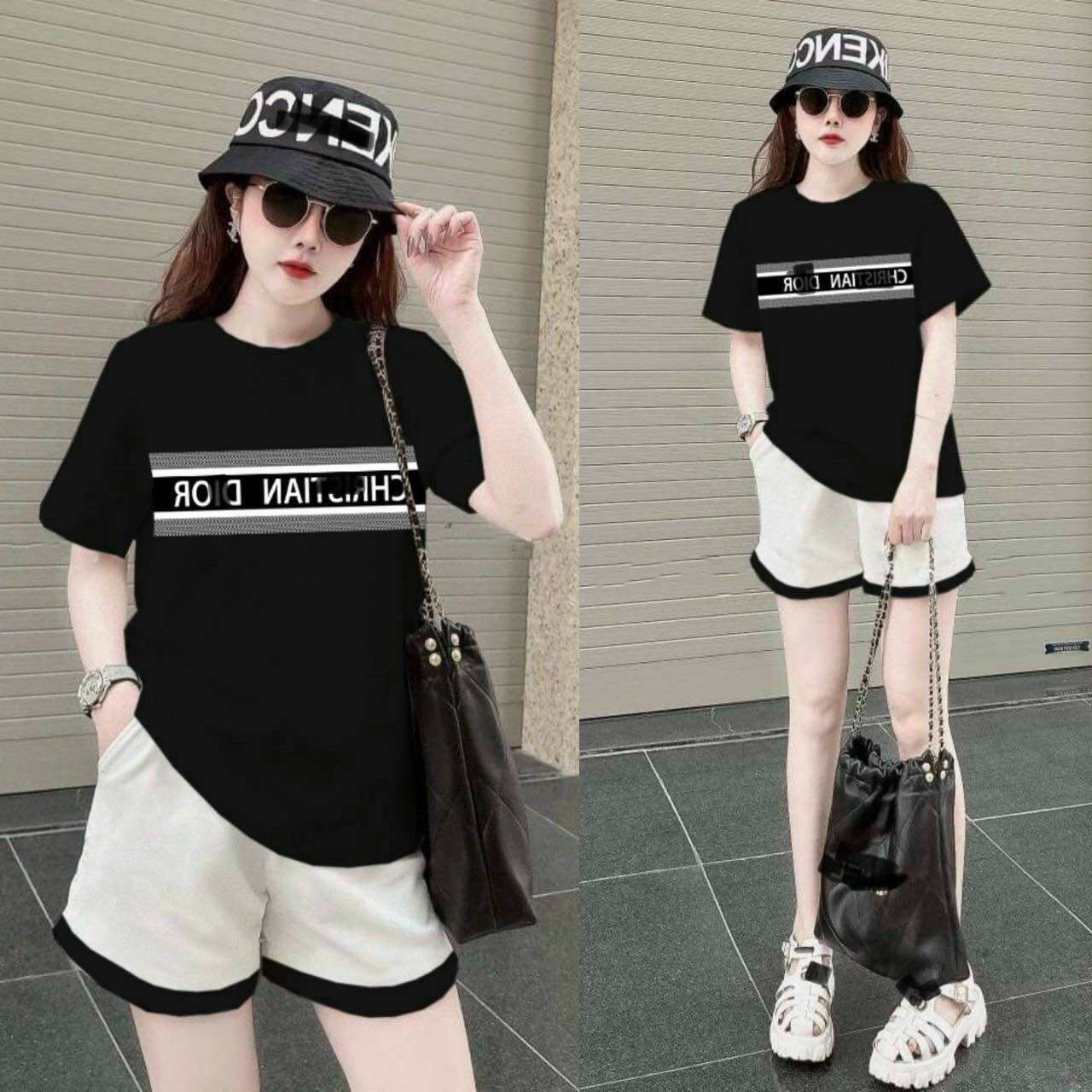 SÉT BỘ SHORT THUN COTTON PHỐI LOGO IN CAO CẤP