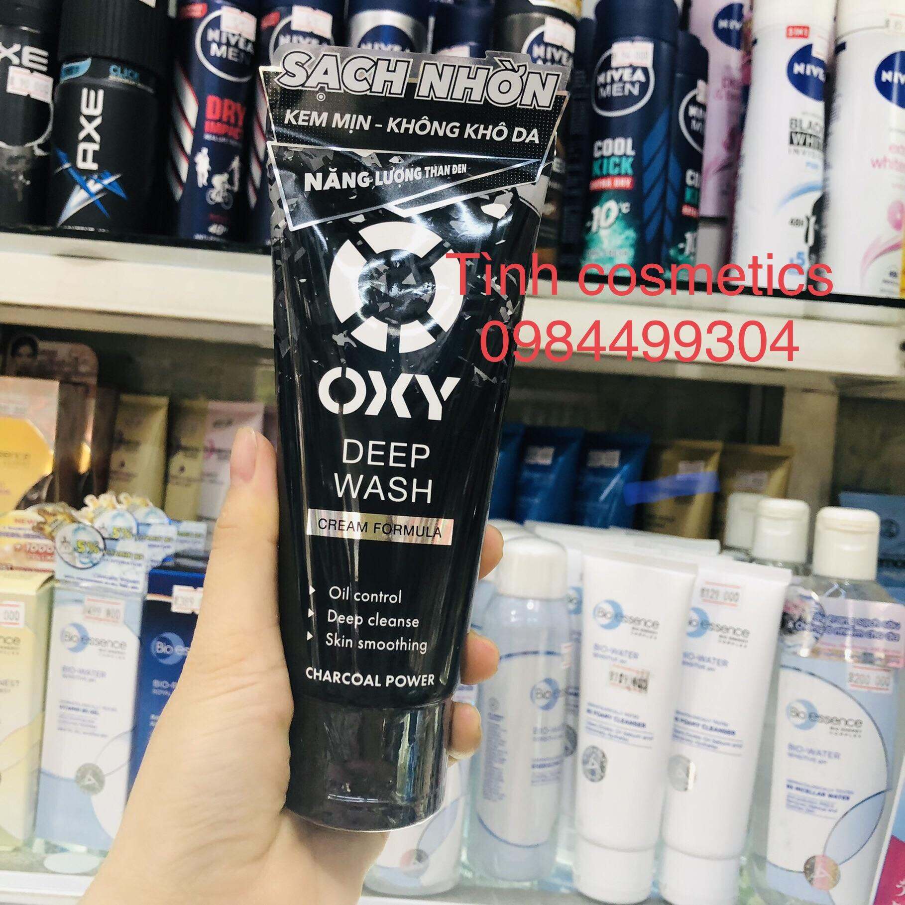 Sữa rửa mặt oxy deep wash,kem rửa mặt dành cho nam, làm sạch sâu, giảm nhờn,bụi bẩn,giữ ẩm da,tút sáng mịn da, tuýp 100g