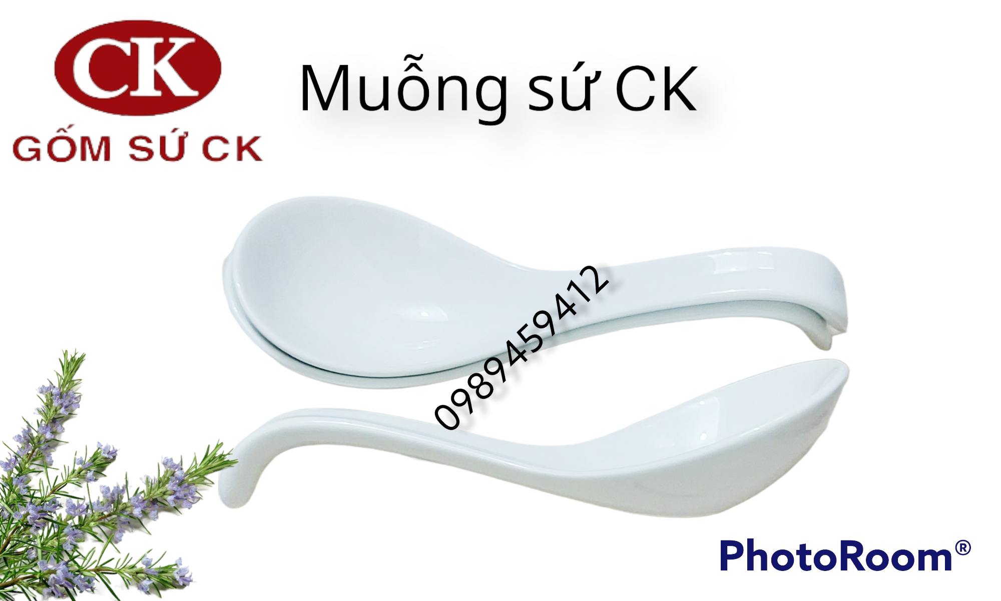 Combo 2 muỗng sứ múc canh gốm sứ CK Việt Nam