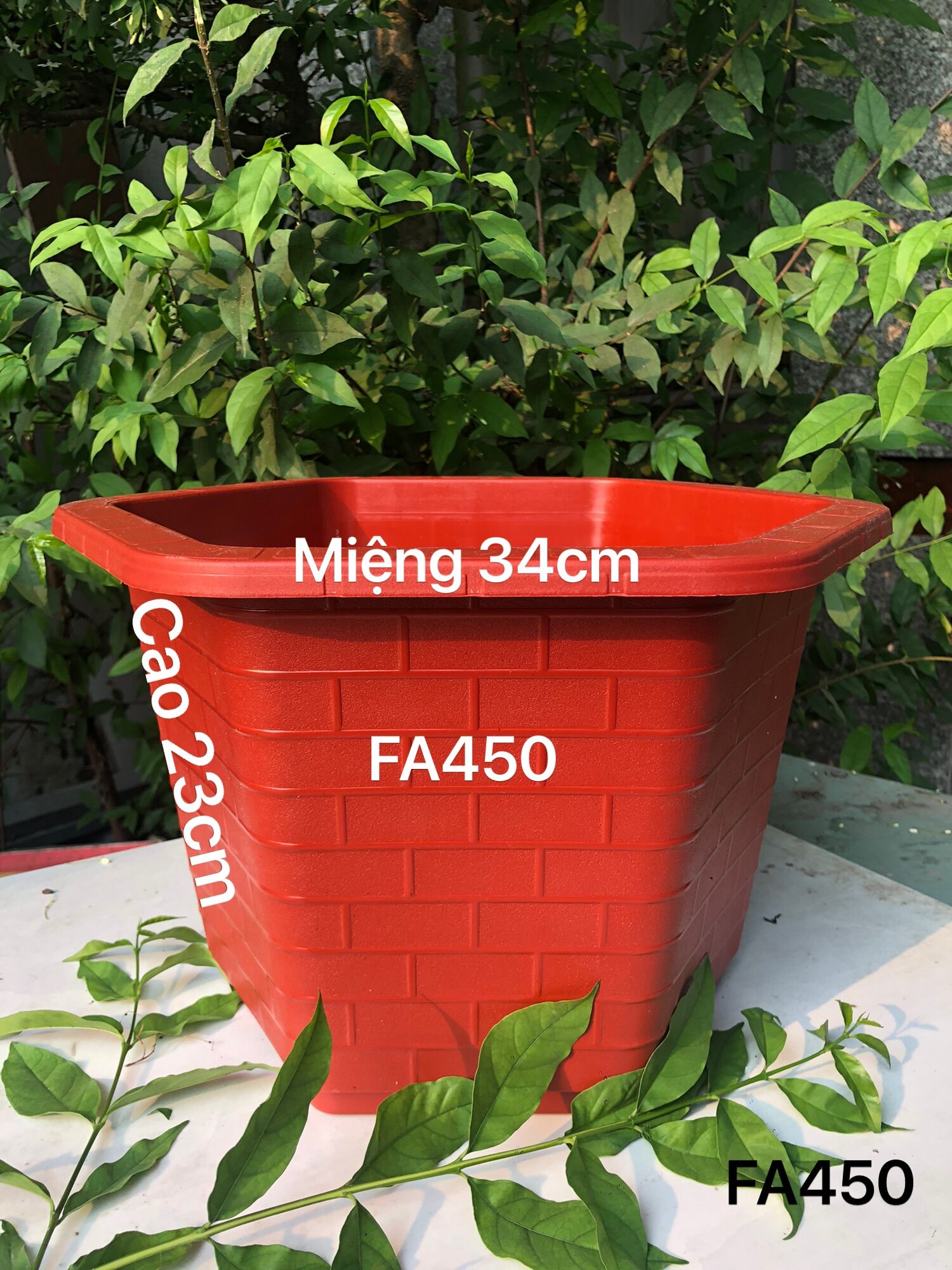 Chậu nhựa trồng cây 5 cái lục giác FA450 đỏ gạch dày dặn