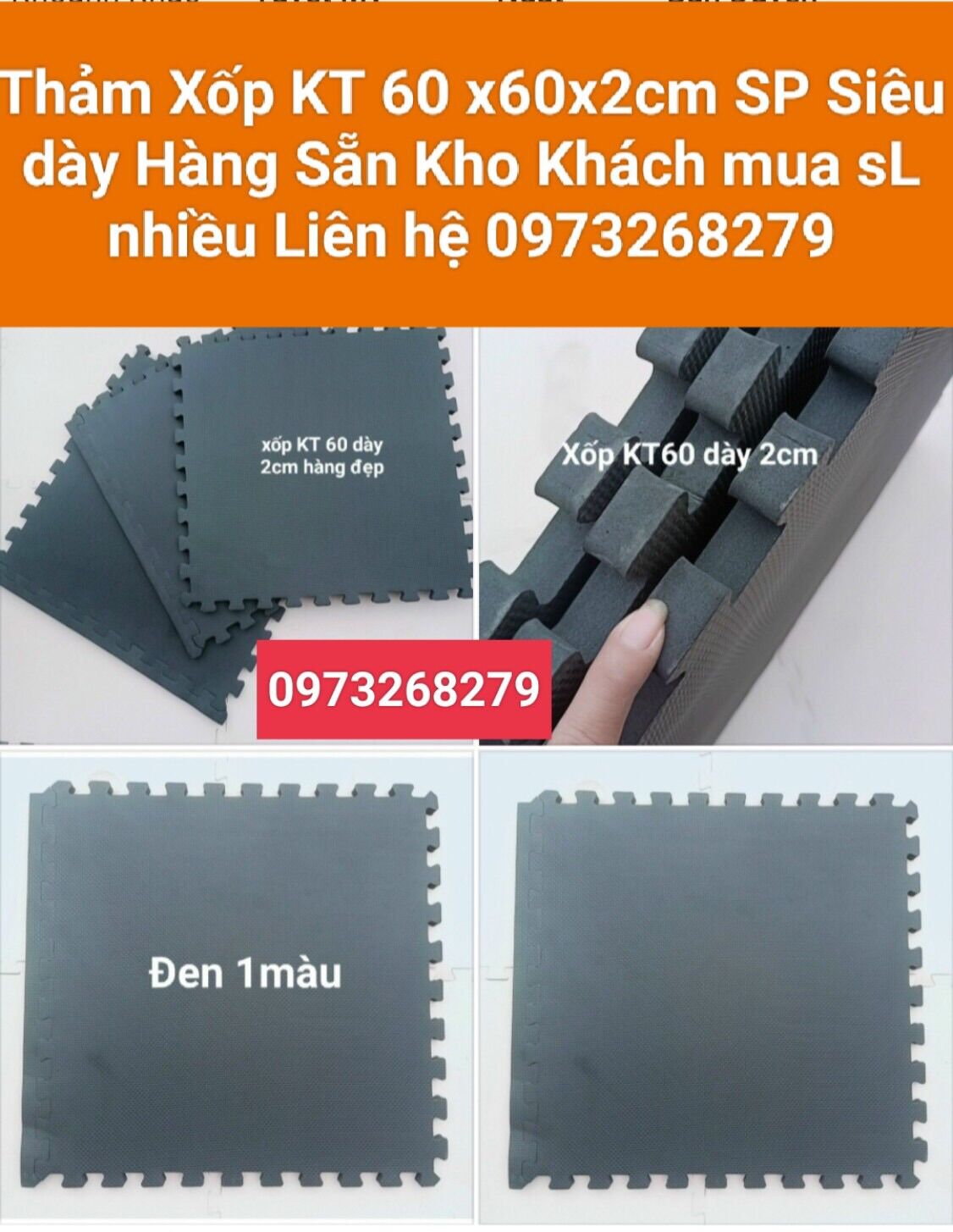 Thảm trải sàn , thảm xốp lót sàn nhà KT 60x60 dày 2cm siêu dày sản phẩm thuộc hàng không lỗi giá 26000đ