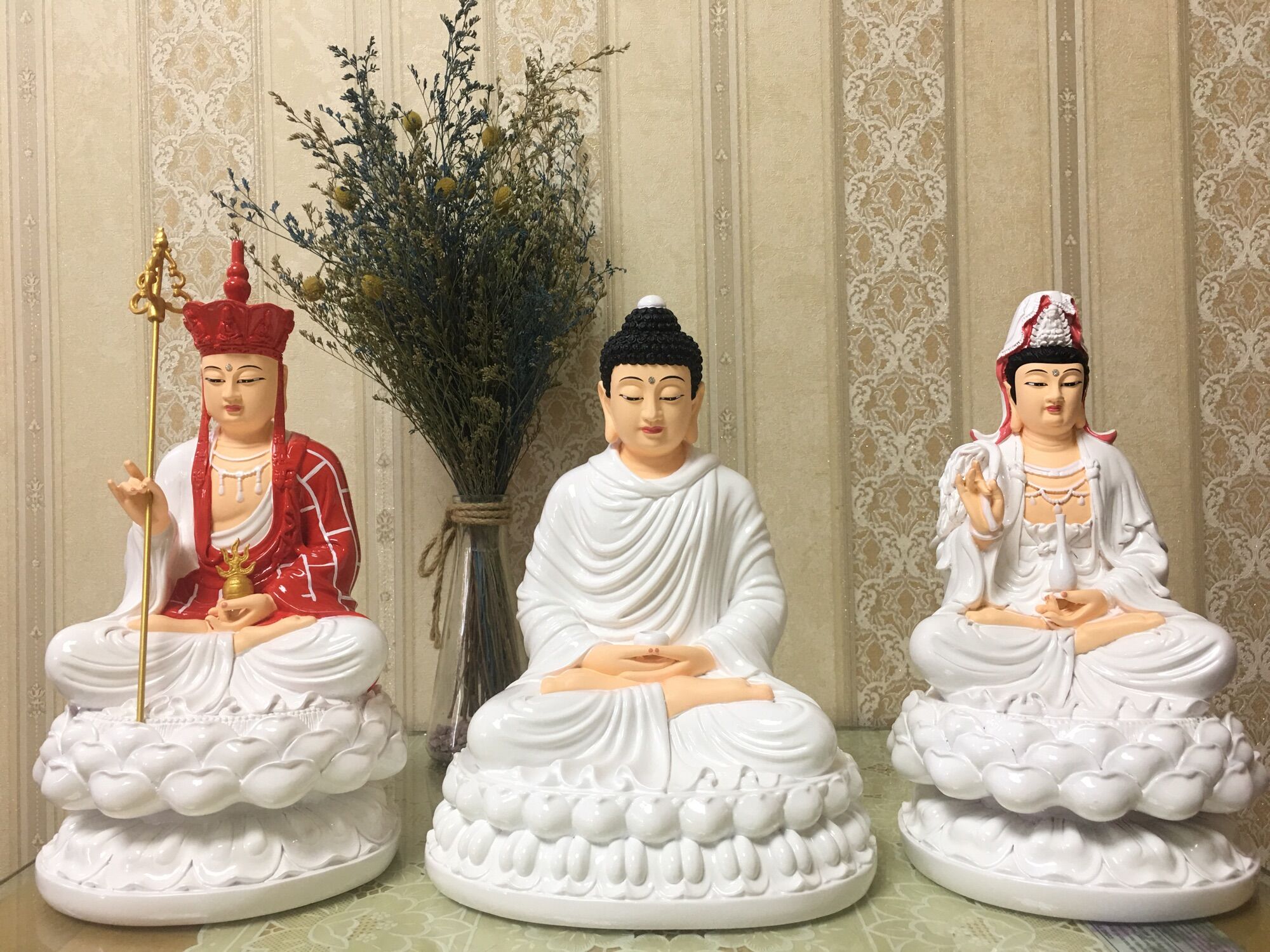 [HCM]Bộ tượng Tam Thế Phật/Ta Bà ngồi 30cm