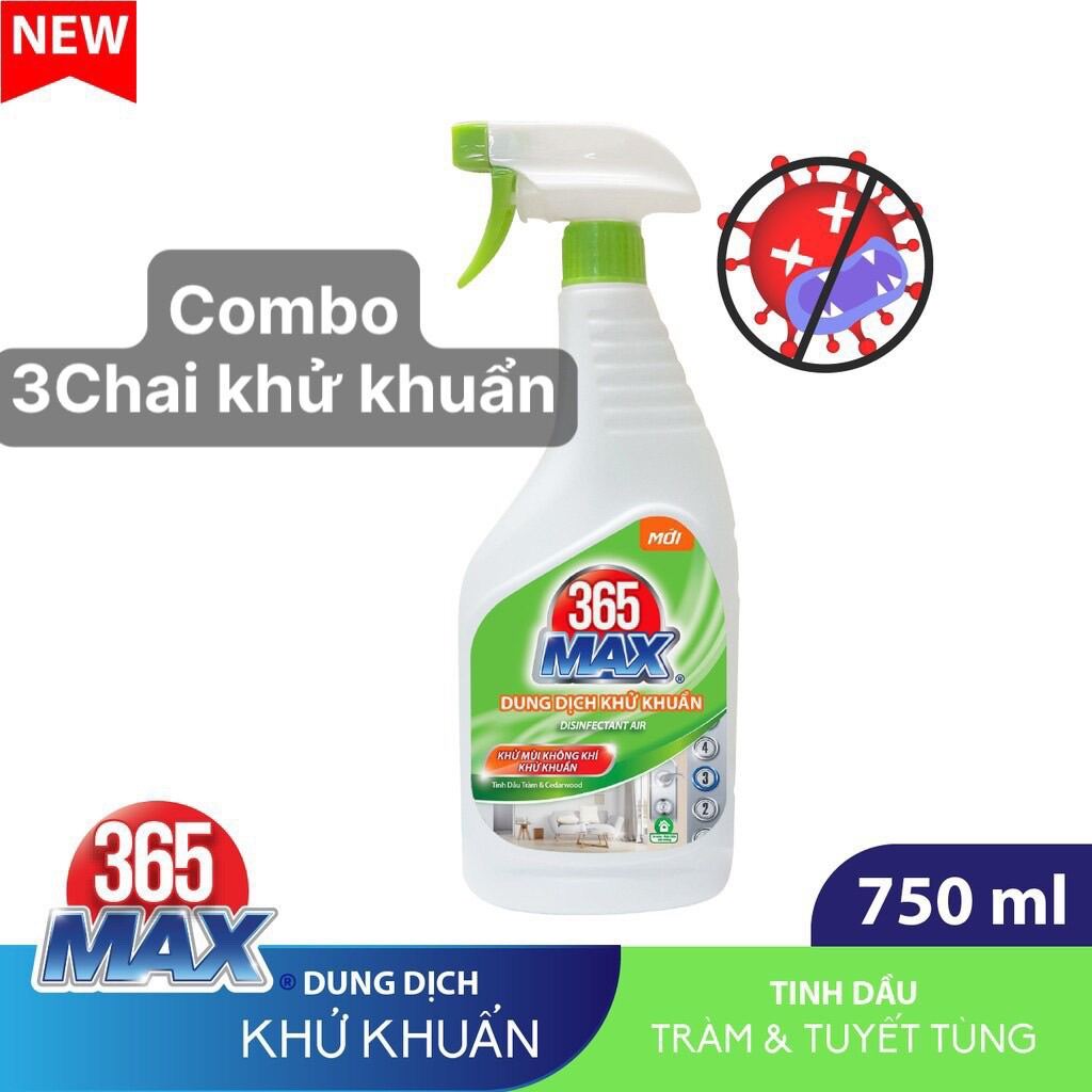 HCMCombo 3 chai Xịt khử khuẩn 365 Max 750ml