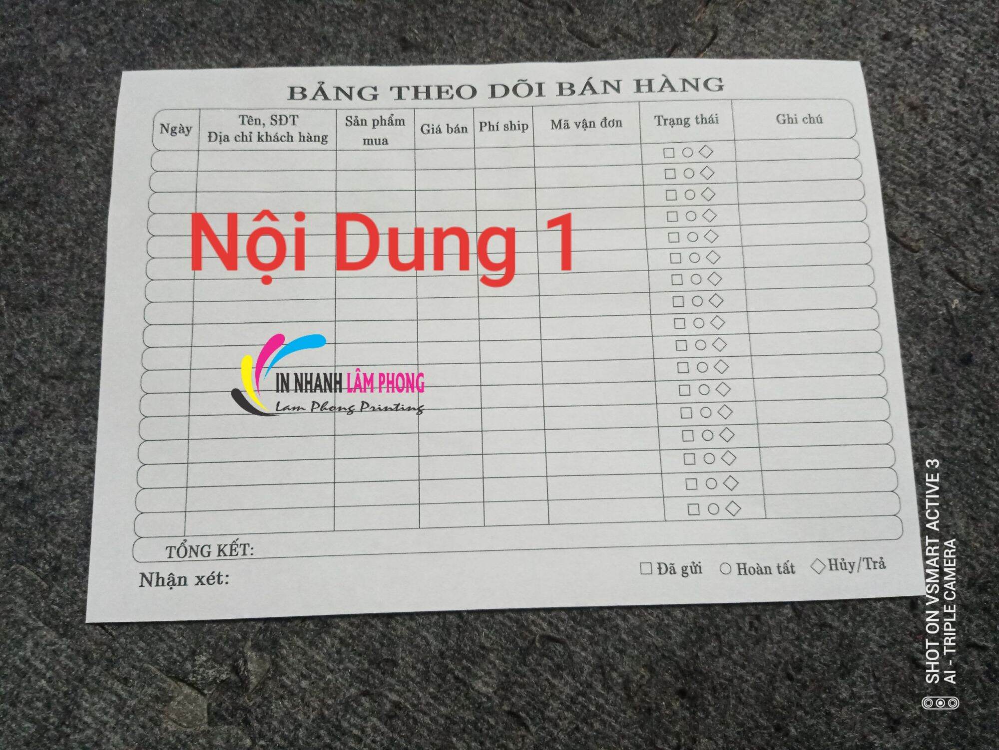 Sổ Bán Hàng From Chuẩn Có Tình Trạng Đơn Hàng A5
