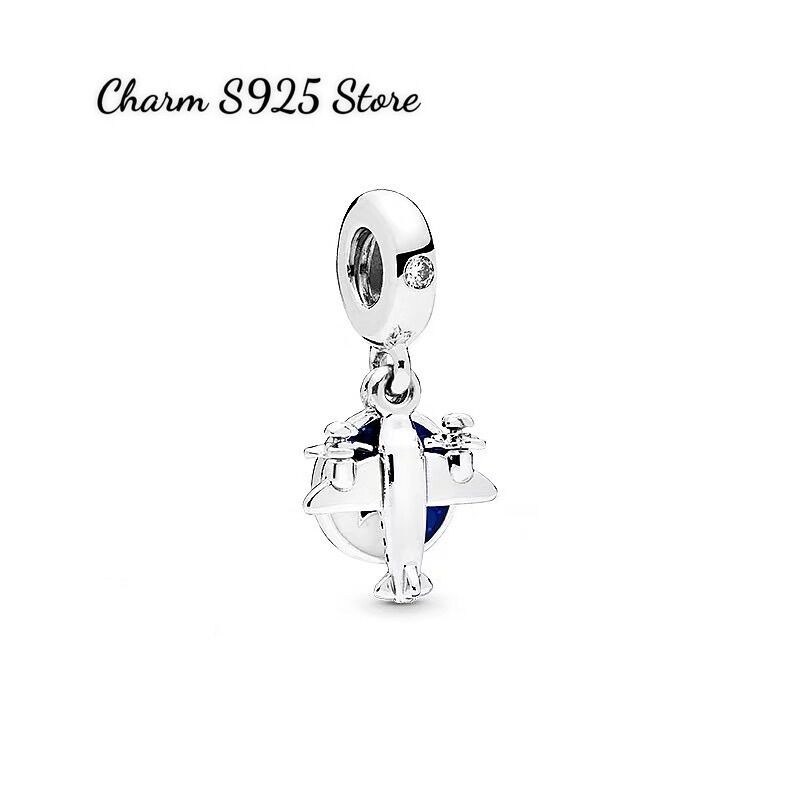 Charm pan ale treo máy bay bầu trời bạc s925