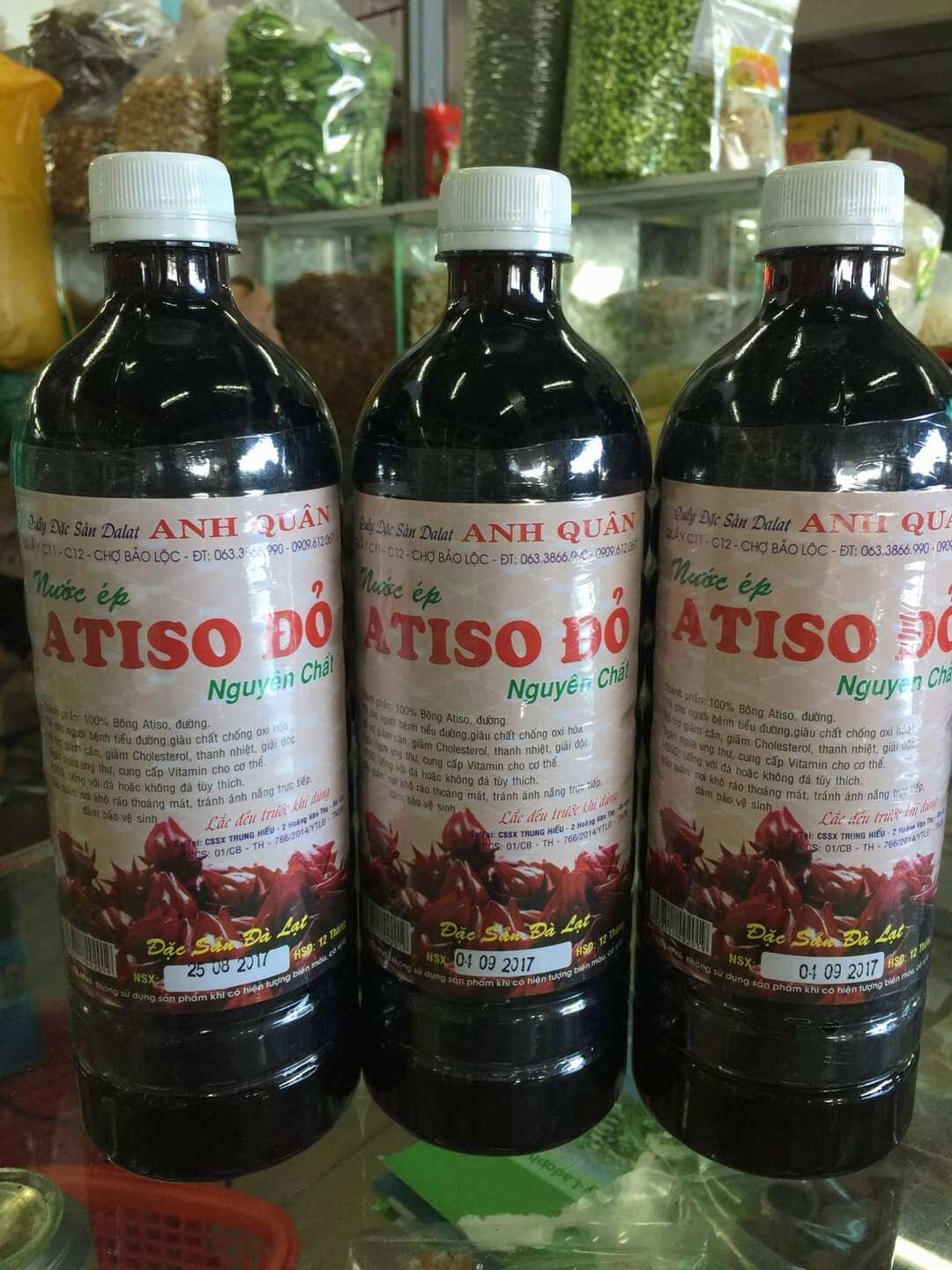 Nước cốt nguyên chất atiso loại đặc biệt Đà Lạt chai 1lit
