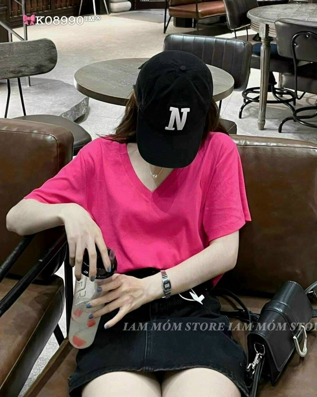 Áo thun gân cổ tim tay lửng 3 màu