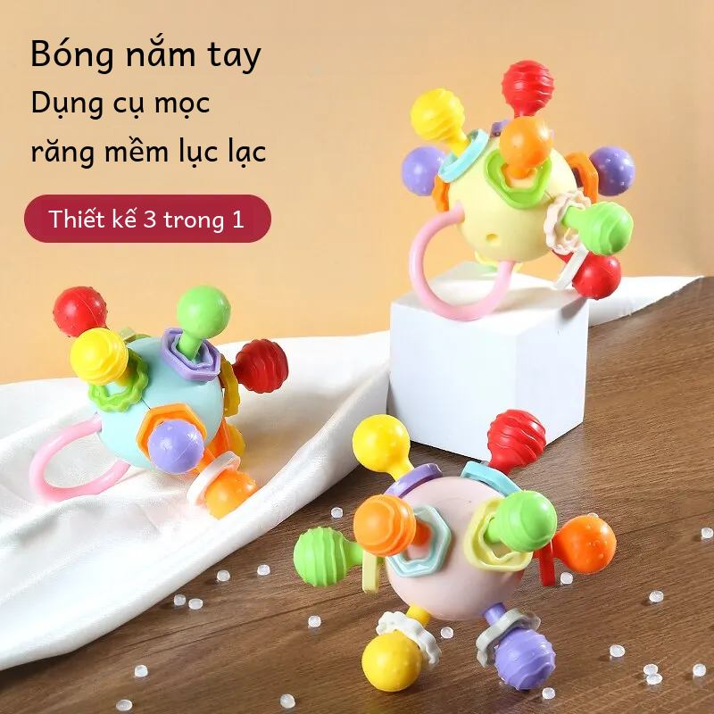 Manhattan Bóng Tròn Silicone Mềm Tay Lấy Lục Lạc Làm Dịu Bé Cảm Giác Đồ Chơi Miếng Dán Unisex Quà Tặng Sơ Sinh 9Cm Hình Dạng Hình Học