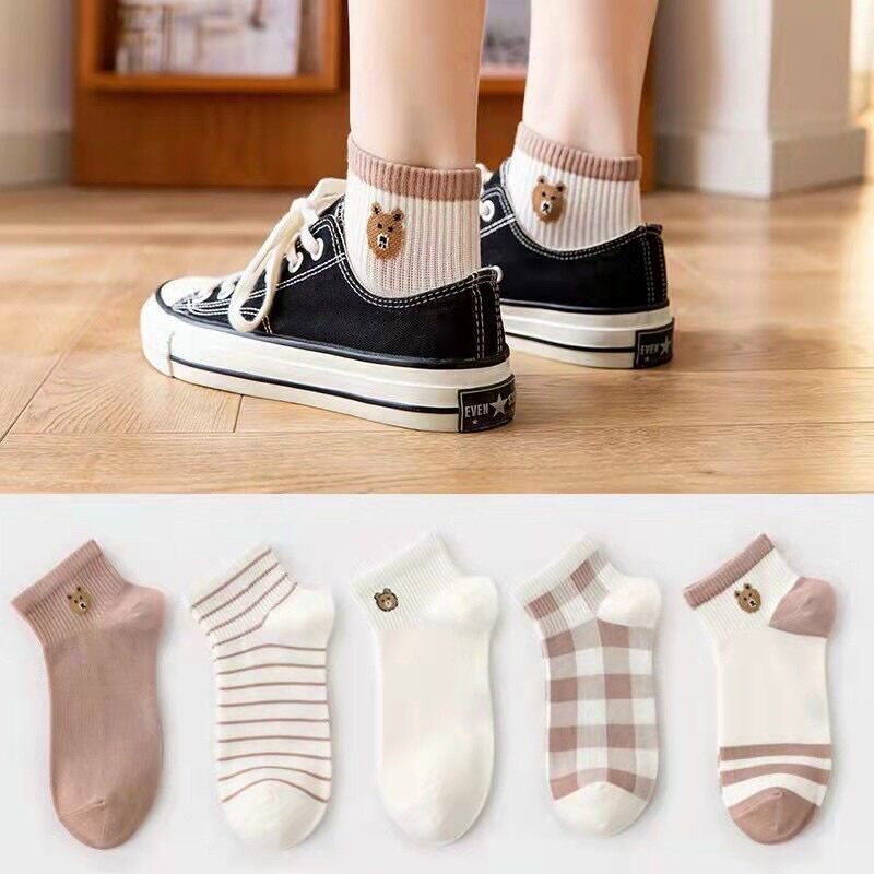 Sét 5 đôi tất - Vớ nữ cổ ngắn phong cách Hàn Quốc