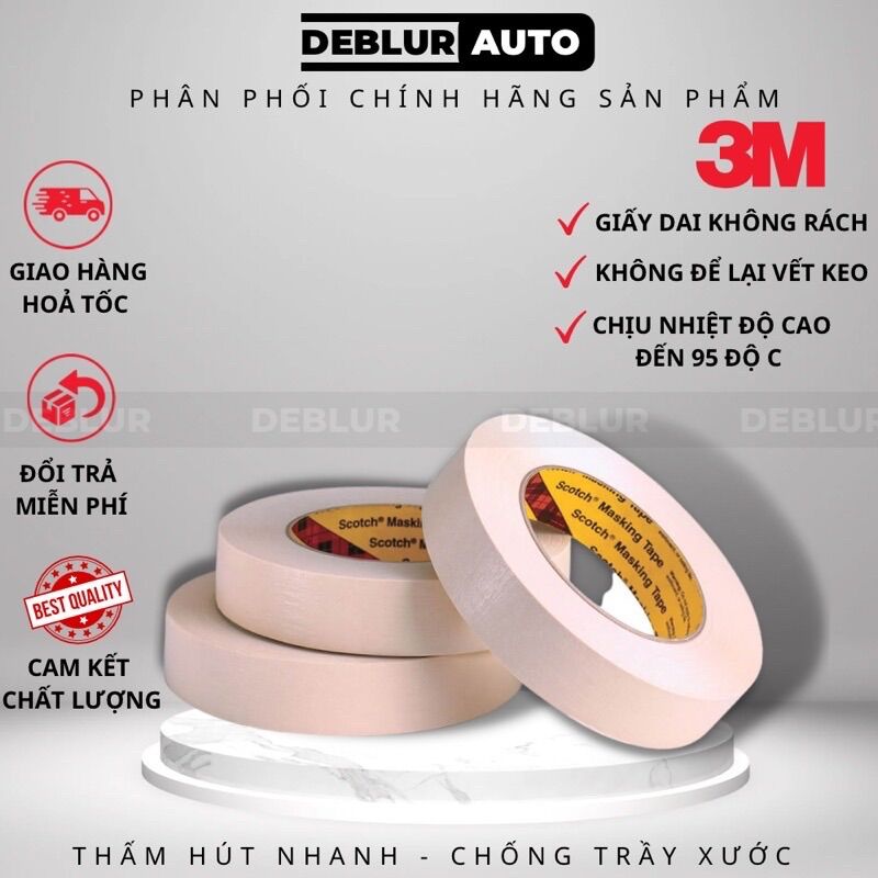 [HCM][RẺ VÔ ĐỊCH] Băng Keo Giấy Siêu Dính  Băng Keo Che Sơn  Masking Tape 3M 2600 (15 20 24 48mm) x 30 yards
