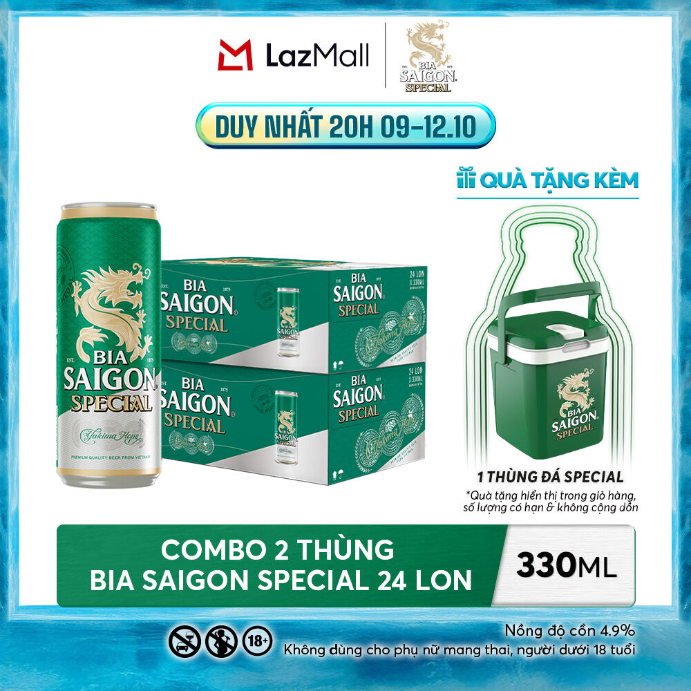 Nồng Độ Cồn 4.9% - Combo 2 Thùng 24 Lon Bia Sài Gòn Special 330ml