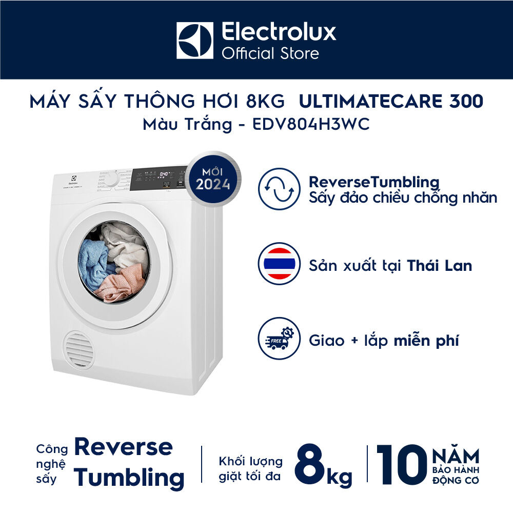 [MỚI] Máy sấy Electrolux 8kg UltimateCare 300 EDV804H3WC - Free Giao lắp