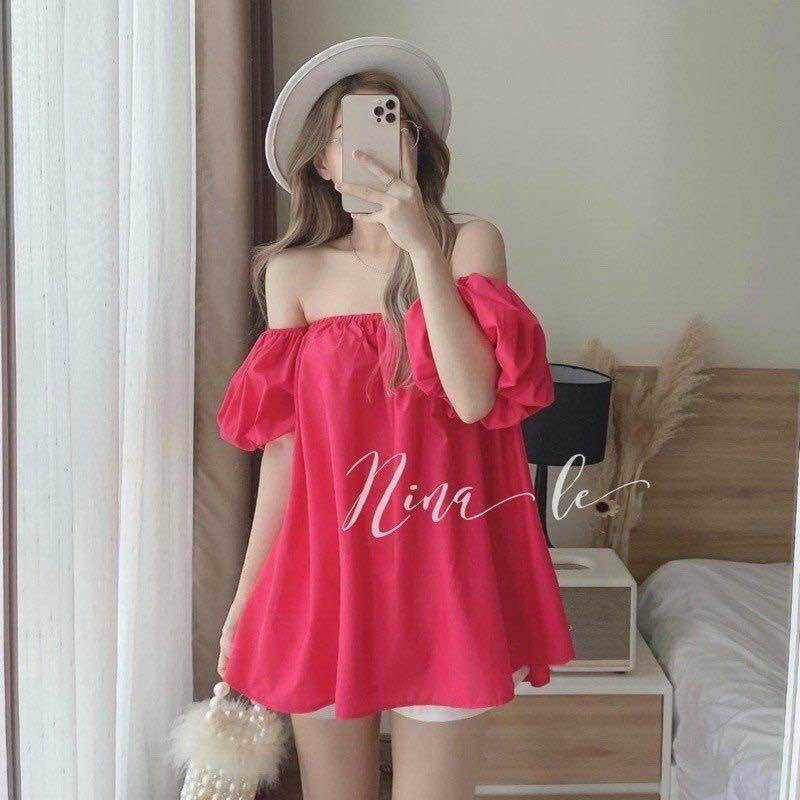 Đầm trễ vai tay lửng - T43 - đầm phong cách Hàn Quốc siêu xinh