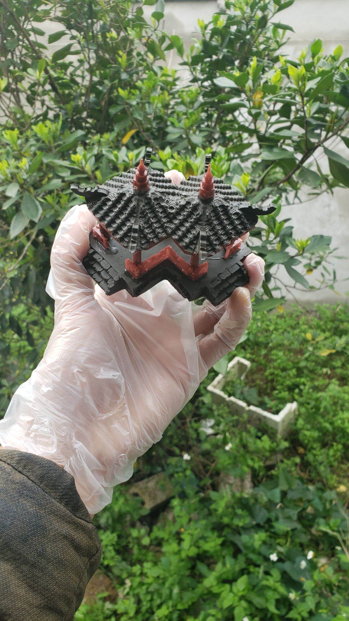 Mô hình trang trí tiểu cảnh. Chòi kép ( chất liệu bột đá cao cấp)