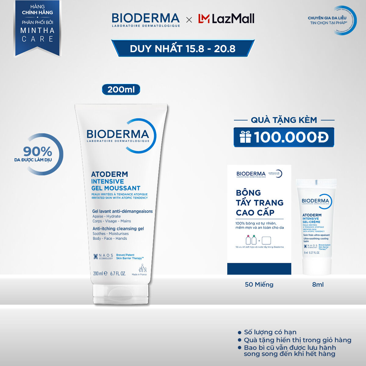Gel làm sạch dịu nhẹ cho da rất khô và viêm da cơ địa Bioderma Atoderm Intensive Gel Moussant - 200ml