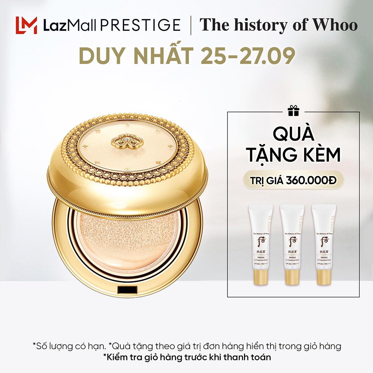 DUY NHẤT 18.08 Phấn chống nắng dạng cushion The history of Whoo