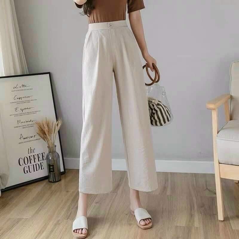 Quần Culottes Đũi Xước Hàn