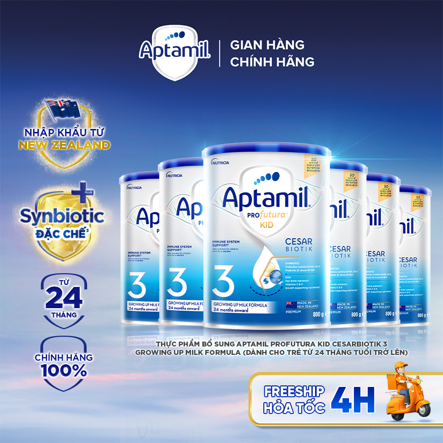 [MUA LÀ CÓ QUÀ] CB 6 Sữa bột Aptamil Profutura Kid Cesarbiotik New Zealand số 3 - Synbiotic độc quyền dành cho bé từ 2 đến 6 tuổi