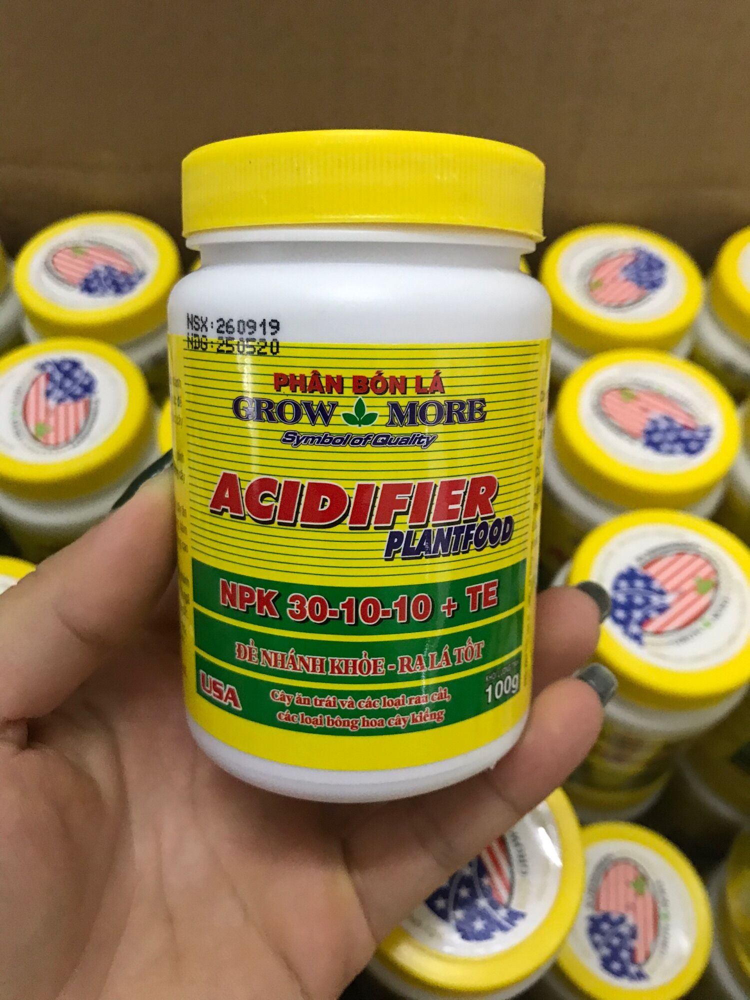 Phân bón lá cho hoa Lan, cây cảnh, rau màu & cây ăn trái Grow More 30-10-10+TE (100g)