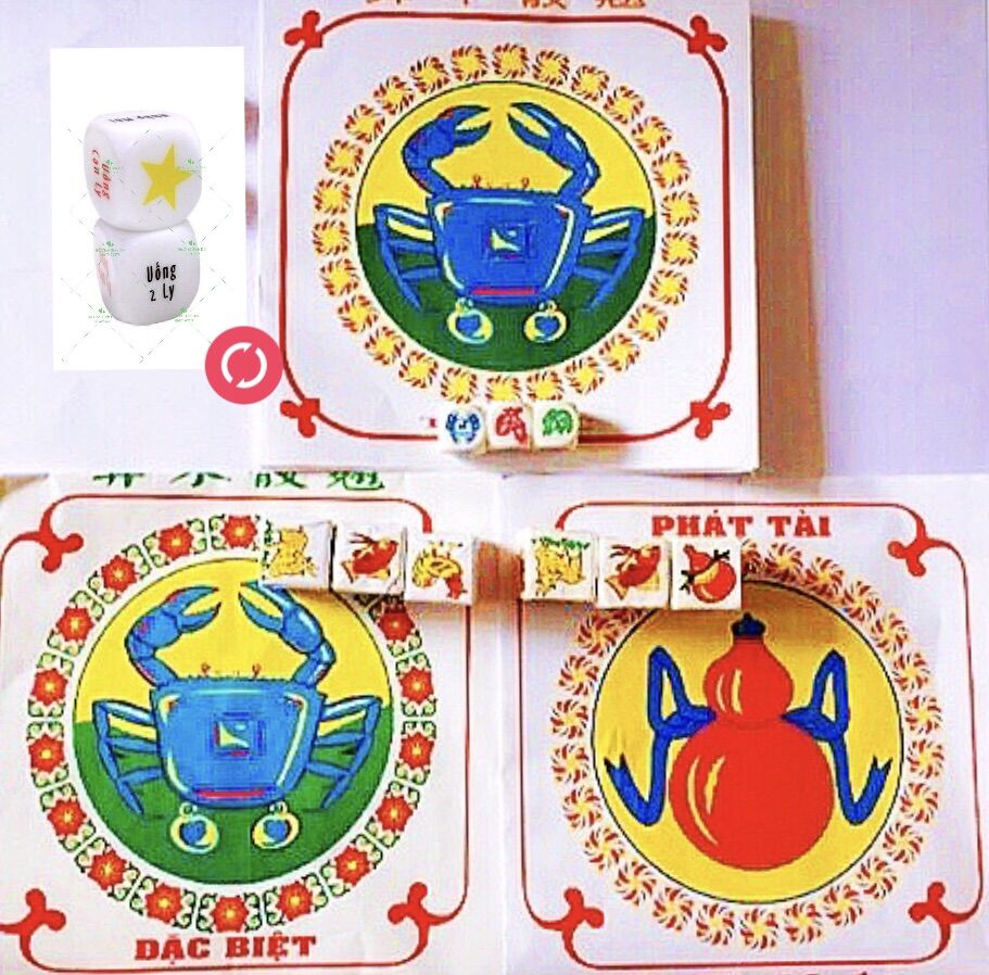 Bầu cua - combo 3 bộ bầu cua và 2 viên xí ngầu
