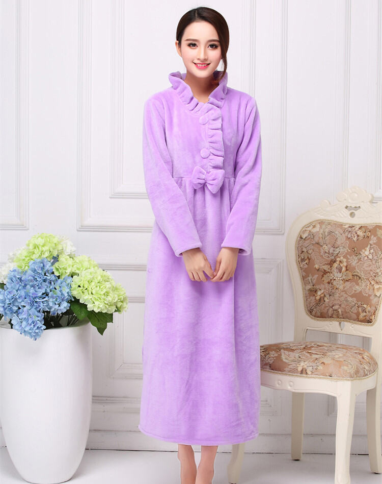 Váy ngủ dài tay nữ mùa thu cotton dài Phần phiên bản Hàn Quốc của đồ