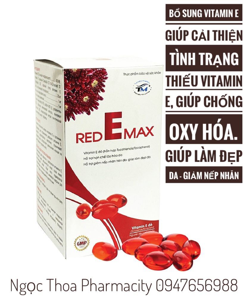 ✅ Viên Uống Red E Max - Vitamin E Đỏ Nhập Khẩu Lọ 30 Viên