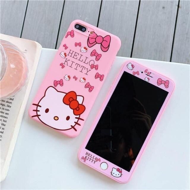 Ốp lưng kèm cường lực iphone 7plus/ 8plus Hello Kitty