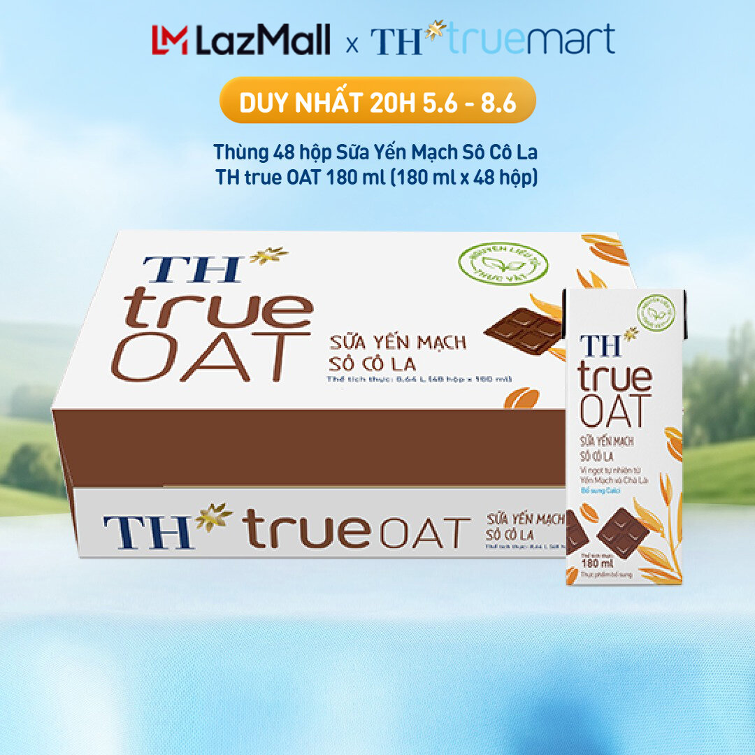Thùng 48 hộp Sữa Yến Mạch Sô Cô La TH true OAT 180ml (180 ml x 48)