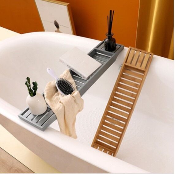 Khay gac bon tam - kệ để đồ nhà tắm SPA - giá để đồ ăn, điện thoại_100% tre tự nhiên_giá tận xưởng
