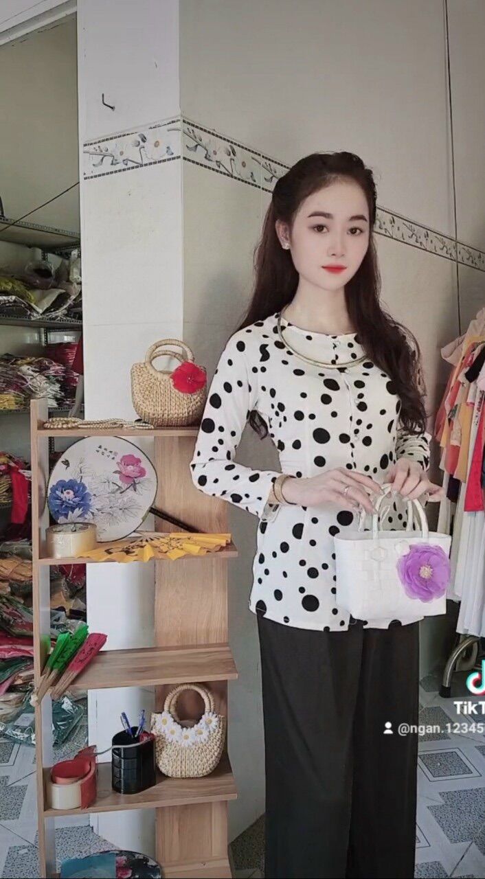 SET Đồ Bà Ba Lụa Chấm Bi